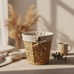 Straw Trash Can & Tissue Box